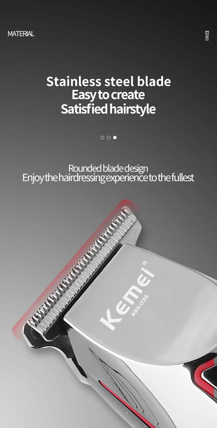 Kemei KM-034 Professional Hair Trimmer Men's Electric Beard Trimmer LCD Display Hair Clipper Haircut Set