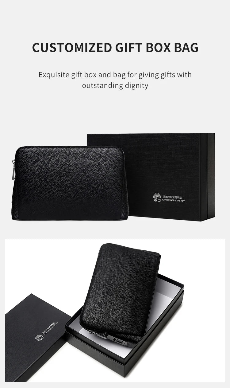 Man`s Fingerprint Lock Handbag Security Wallet