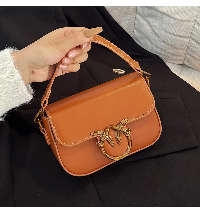 High-end Crossbody Handbag Leather Tote Bags Trendy Design Commuter Popular Classic Elegant Fashionable Bag with avian button
