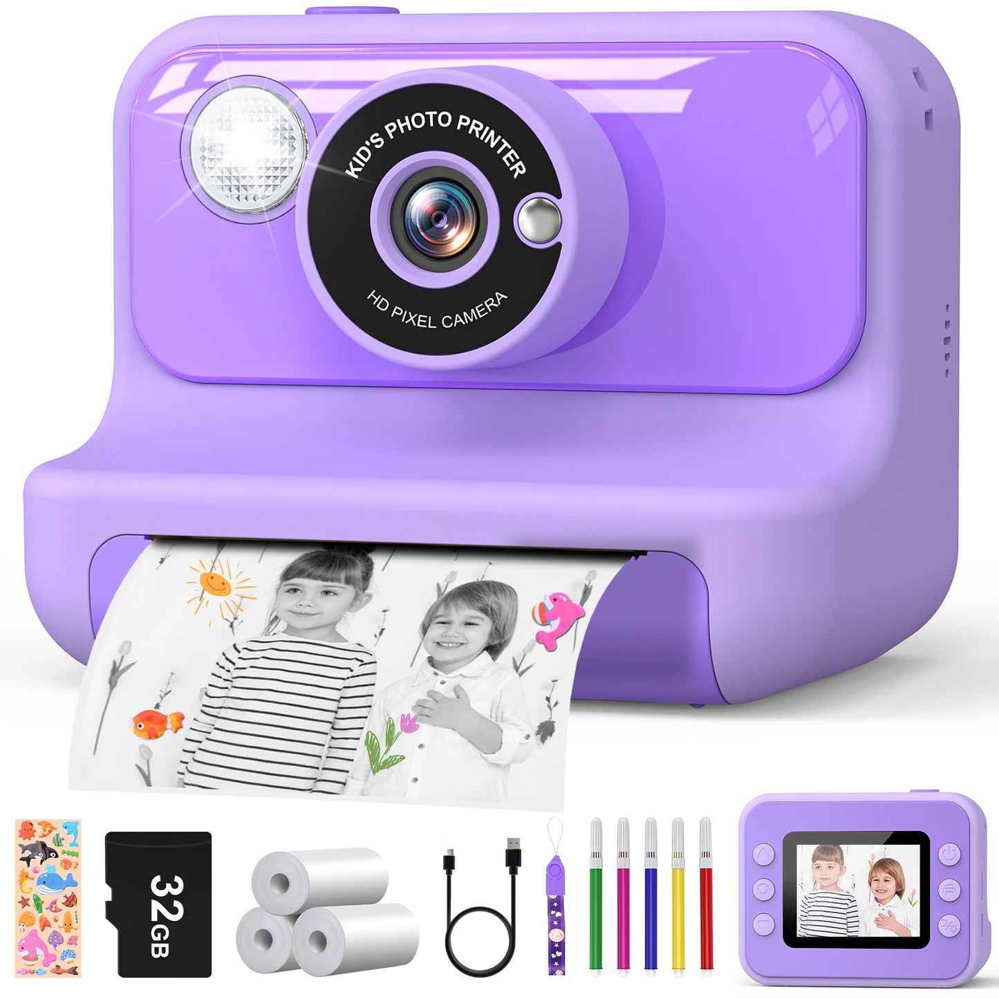 Kids Camera Instant Print 1080P HD Thermal Printing Camera 2.4 Inch Mini Digital Camera Toy For Toddle