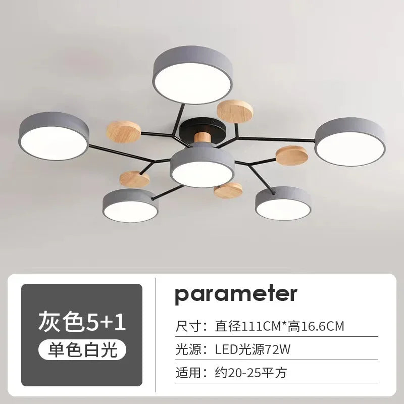 Retro Nordic Minimalist Four Head Six Head Restaurant Lighting Living Room Bedroom Lighting Room Ceiling Light Cross border