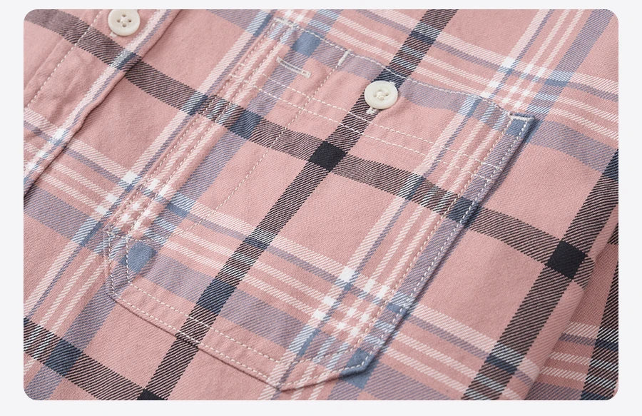 SIMWOOD 2025 Autumn New Oversize 100% Cotton Fabric Plaid Shirts Men Washed Vintage Check Shirts