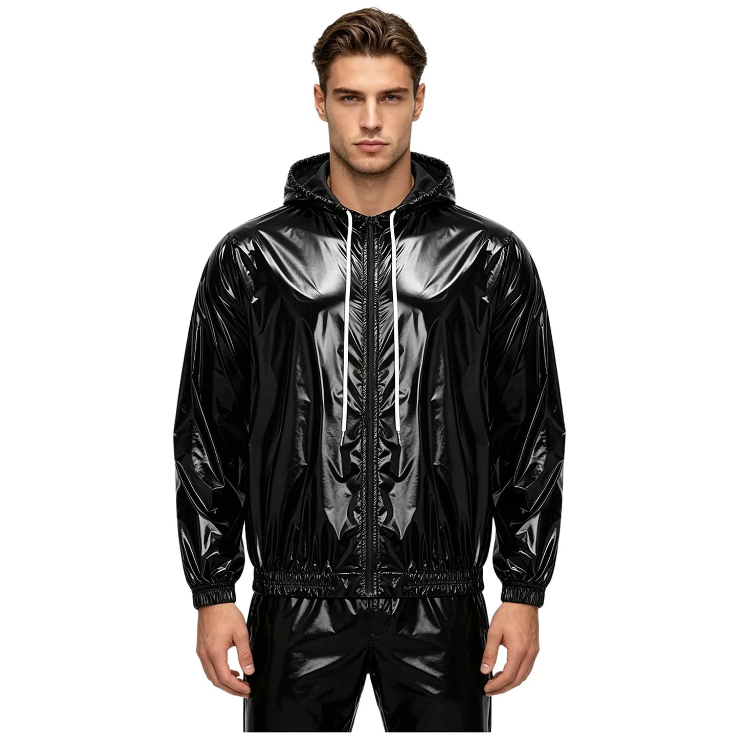 Men Waterproof Hooded Trench Jacket Long Sleeve Hood Outerwear Windbreaker Raincoat fo Hiking Fishing Biking Thermal Windbreaker