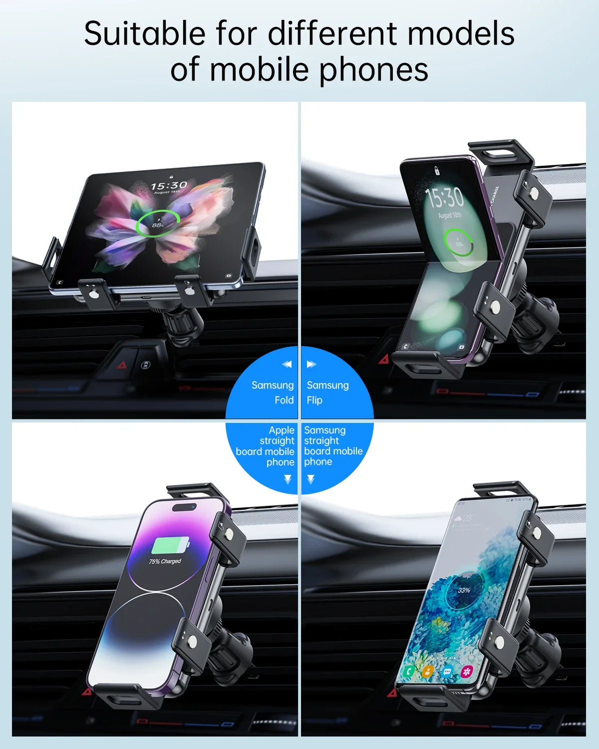 Eary 15W Wireless Car Charger for Huawei Mate XT Ultimate Car Phone Holder Mount Air Vent & Dashboard Fast Charging Accessories