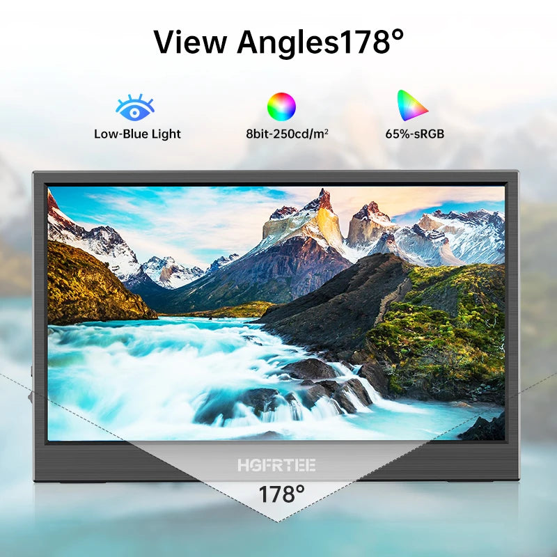 HGFRTEE portable monitor 11.6inch laptop monitor 768 display external monitor suitable for laptop and computer built-in speakers