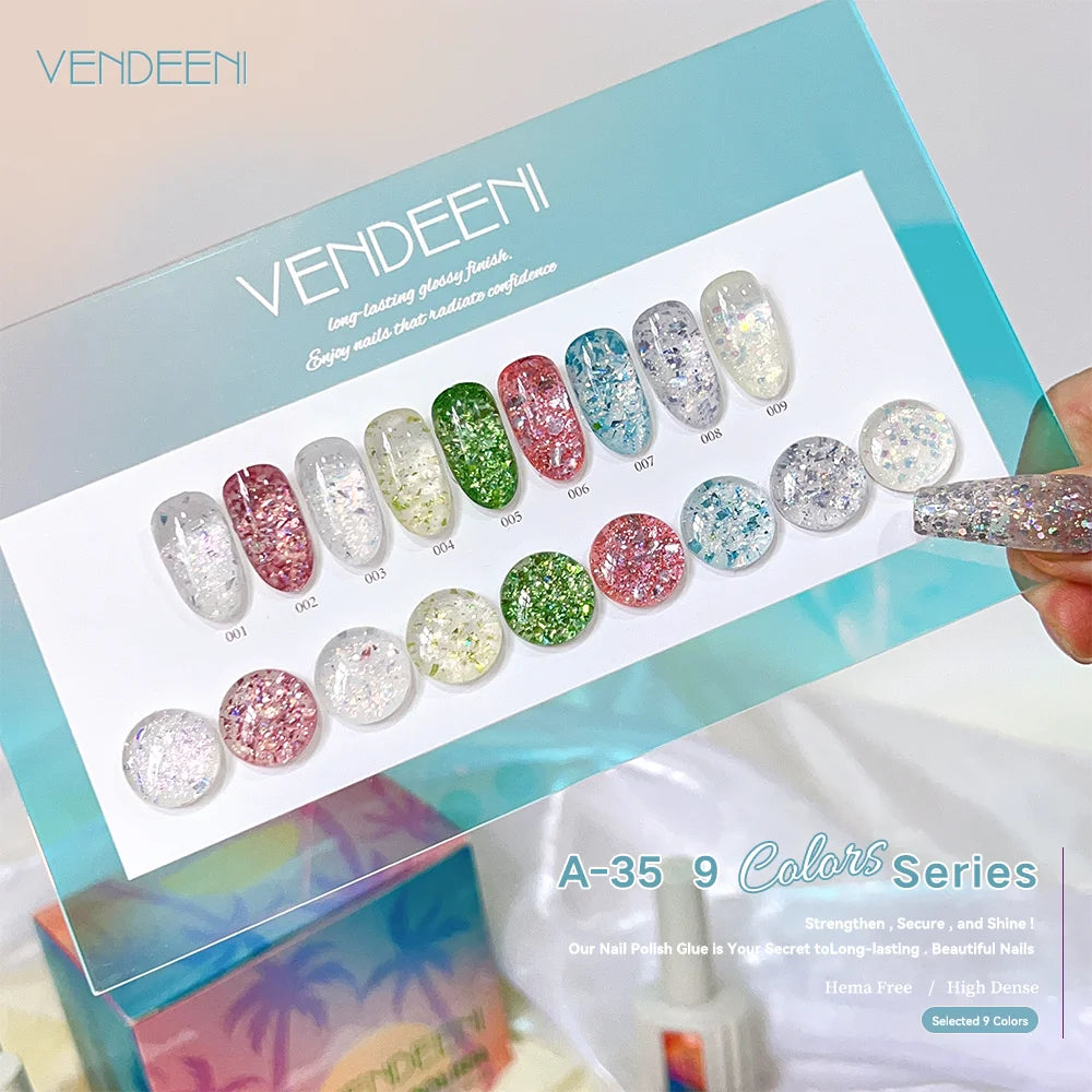 Vendeeni TPO HEMA Free 2025 Hot Sale High Quality 9-Color Nail Gel Polish Set Non-Toxic UV Gel Nail Art Kit for Nail Salon