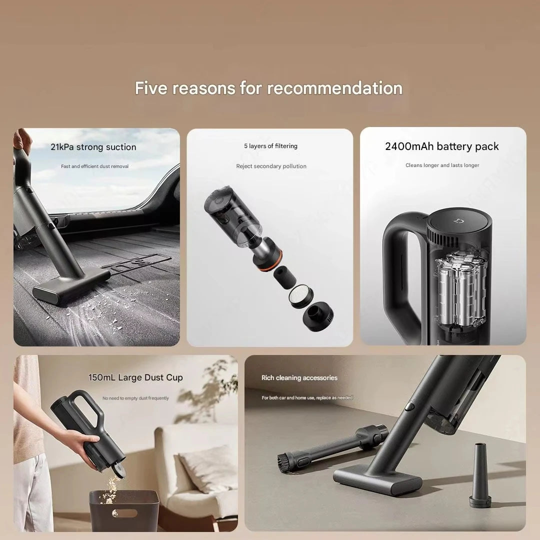 Xiaomi Mijia Car Vacuum Cleaner Strong Suction Three-In-One Deep Dust Collector Can Be Used As A Household Car Vacuum Cleaner