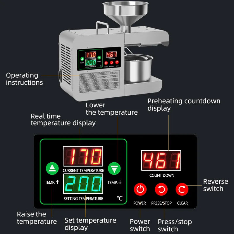 DIVEDEER Oil Press Home Automatic Multifunctional Commercial Oil Dreg Peanut New Oil Machine Intelligent Oil Press Machine X8S