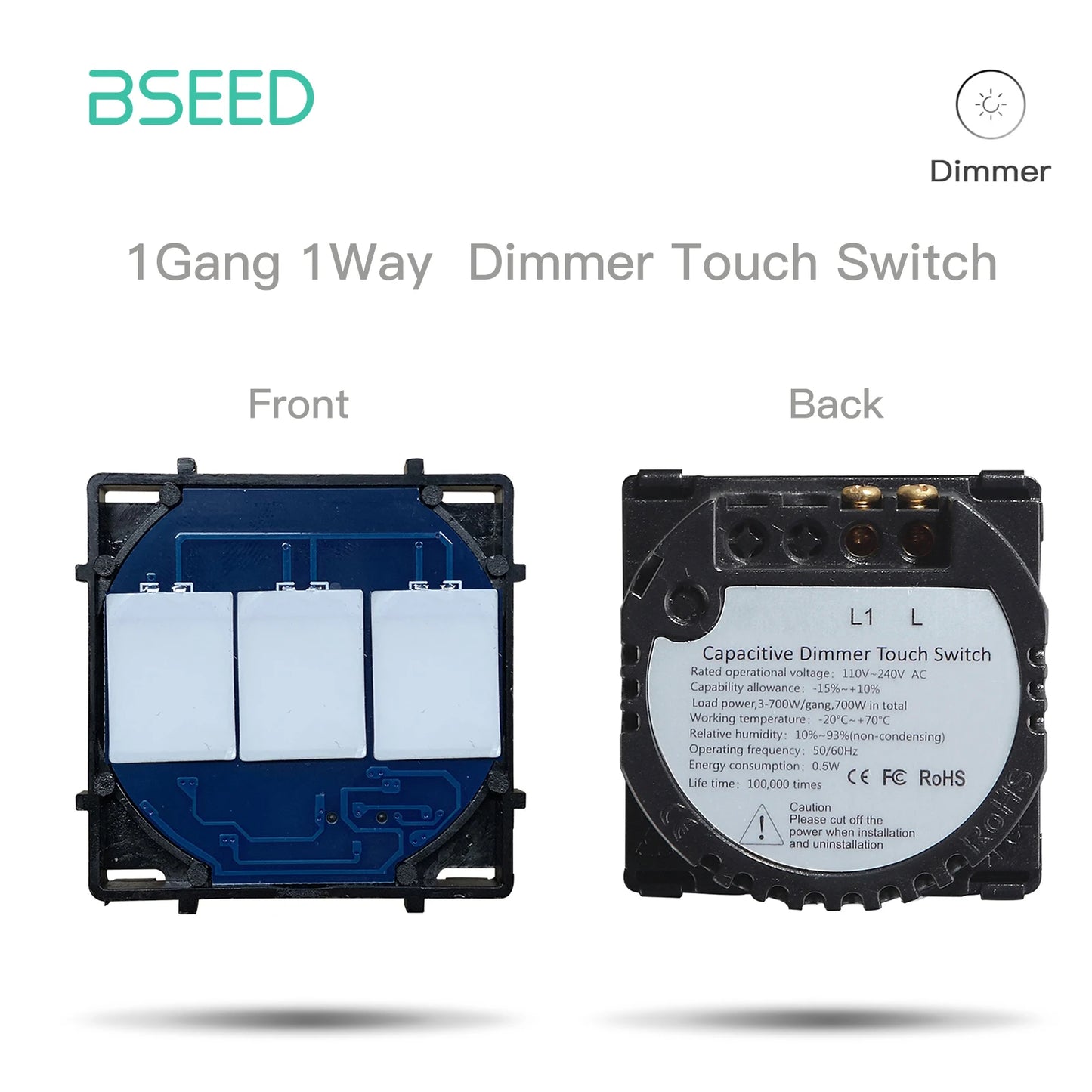 BSEED 1/2Gang Touch Light Dimmer Switch Function Base 1/2Way EU Socket Type-c USB Part Wall Glass Panels DIY Free Combination