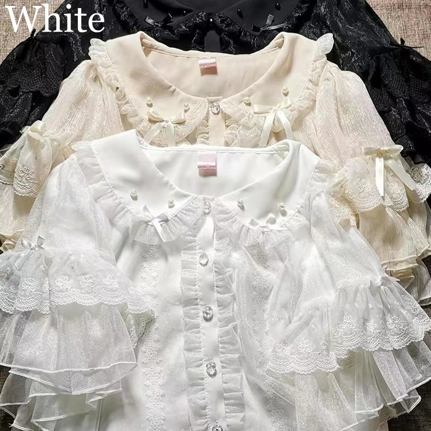 Spring Blouse Women Japanese Kawaii Cute Lace Patchwork Peter Pan Collar Shirt Vintage Sweet Embroidery Top Blusas