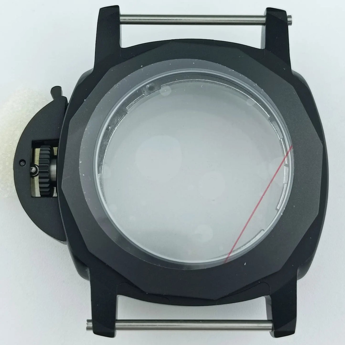 45mm ST2555 Case Brushed Black Case Sapphire Glass Stainless Steel Case For ST2555 movement Watch Accessories
