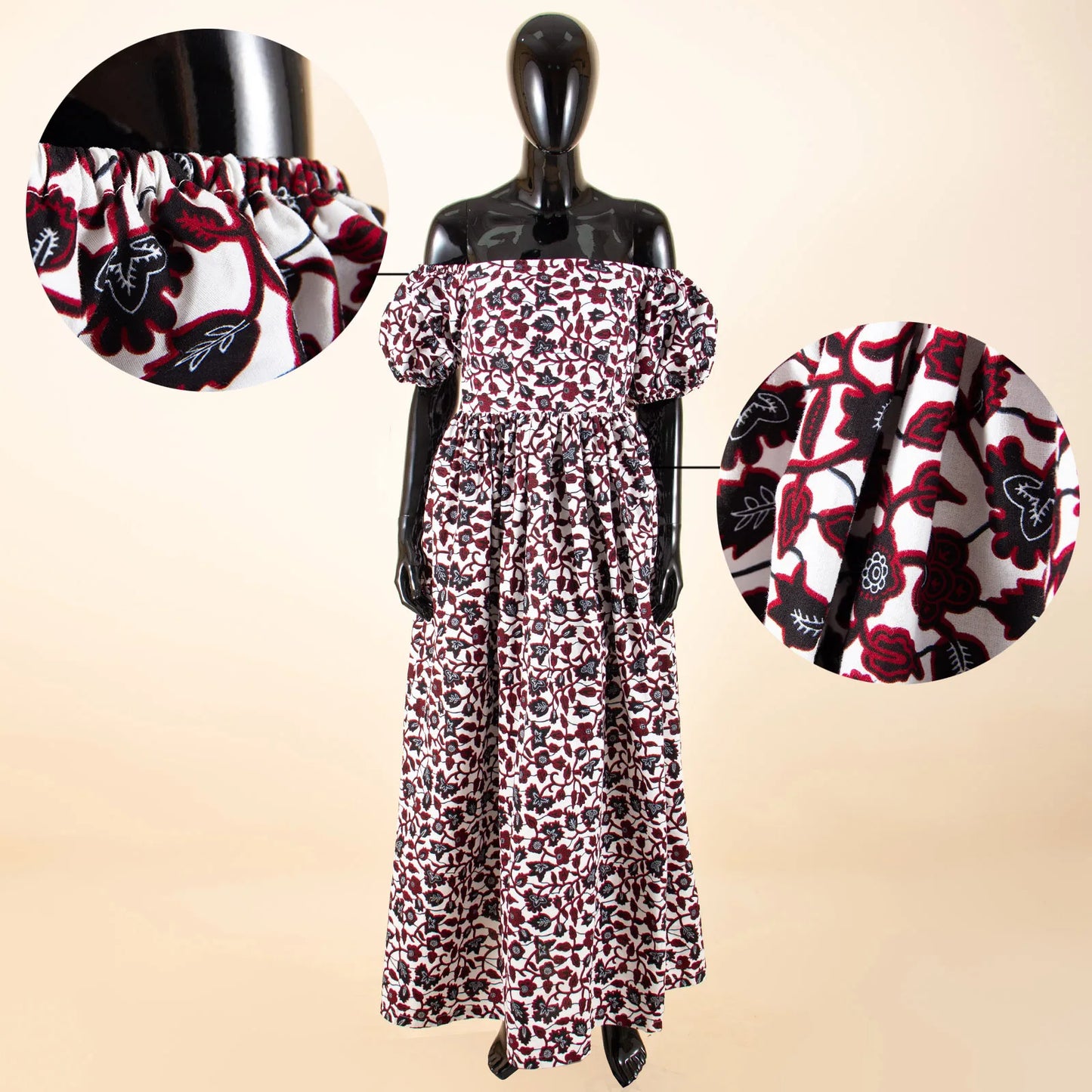 Afripride African Women's Dresses Sexy Strapless Bubble Sleeves With Same Color Earrings Women's Dresses 2525012