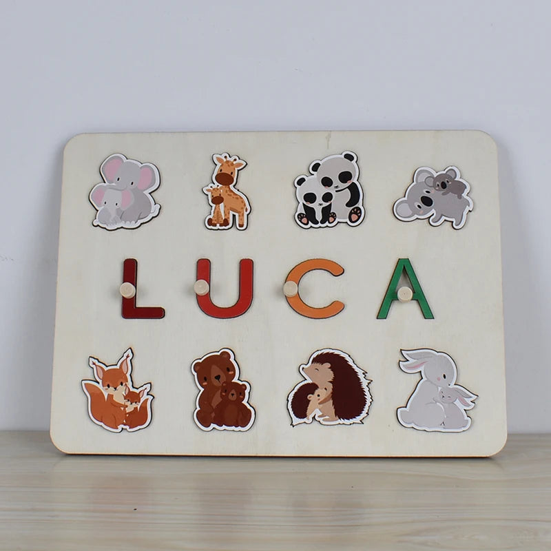 Montessori Personalised Wooden Puzzle Baby Custom First Name Puzzle Customization Letter Board Gift Child Jigsaw Educational Toy