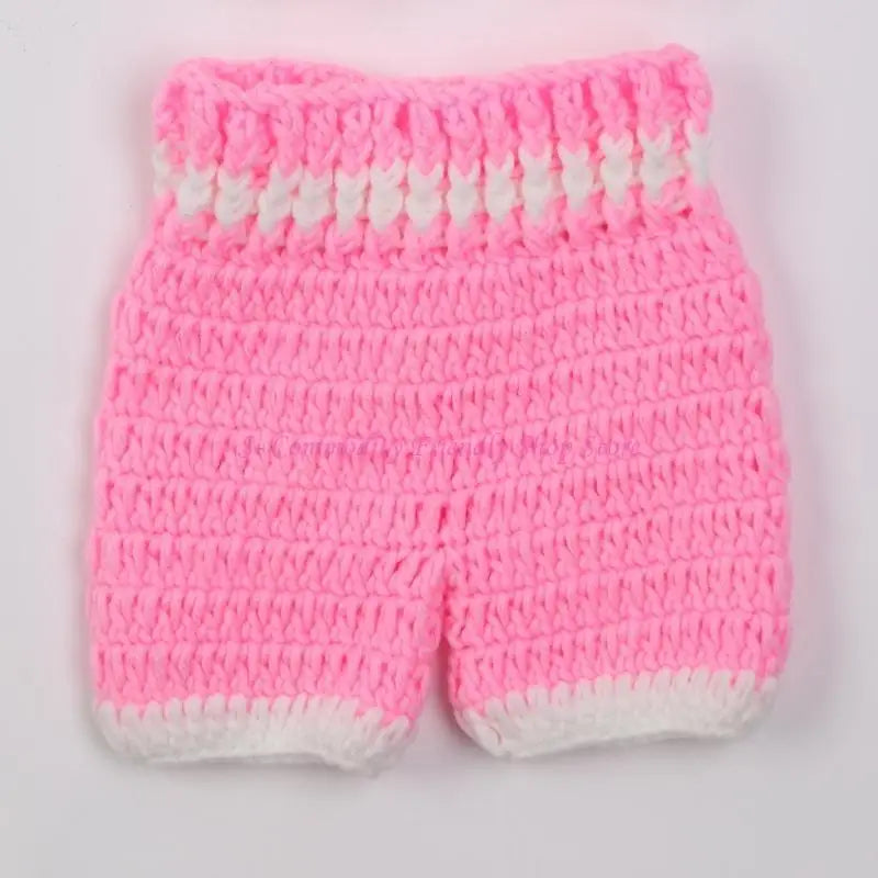 Newborn Photography Set Bath Gift Woven Photography Props Boxing King Blue Red Pink Boxing Suit Handmade Crochet