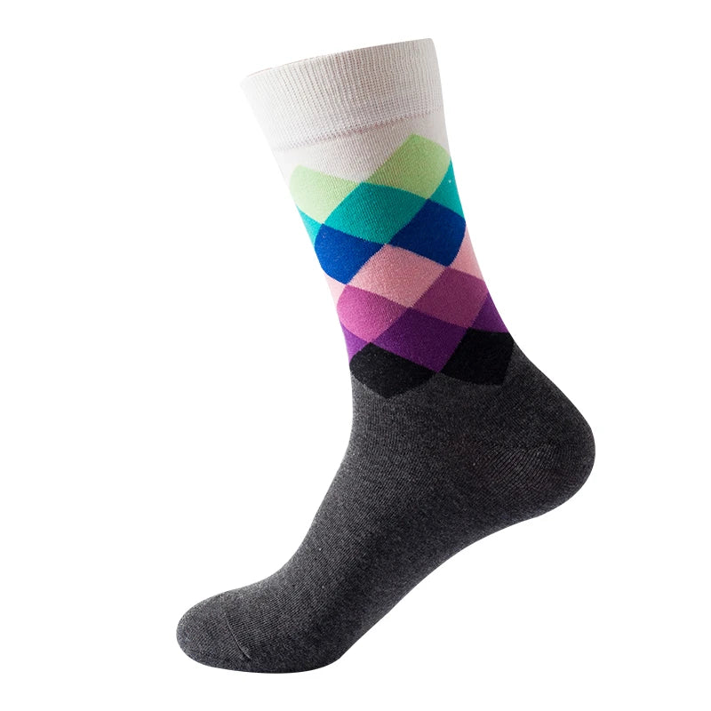 Classic Male Happy Cotton Casual Crew Socks Breathable Color Compression Funny Sox Business Dress High Quality  Socks for Men