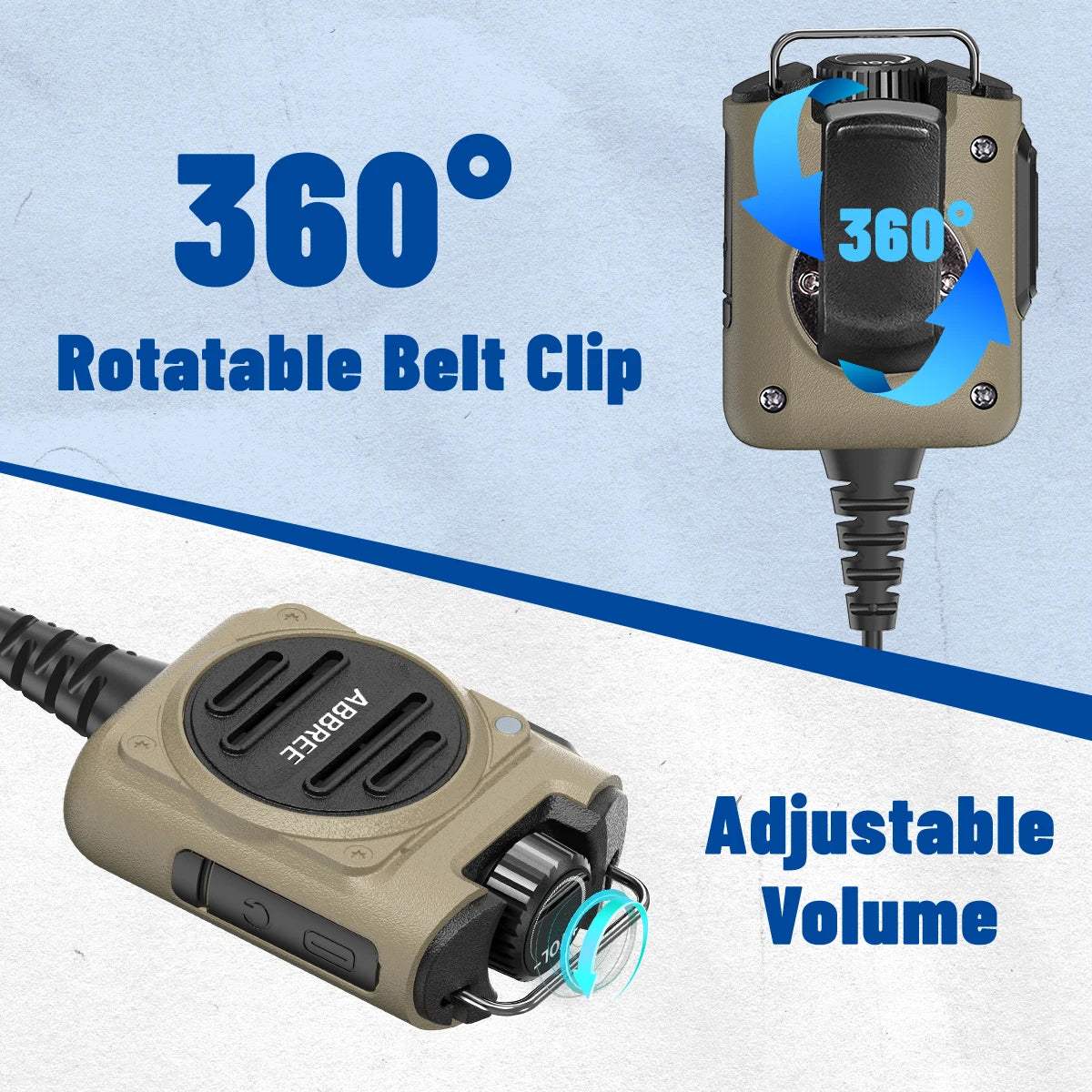 ABBREE AR-158 Speaker Mic Long Standby Volume Adjustable Clear Sound Compatible with Baofeng UV-5R Mini UV-5RH K Type Ham Radio