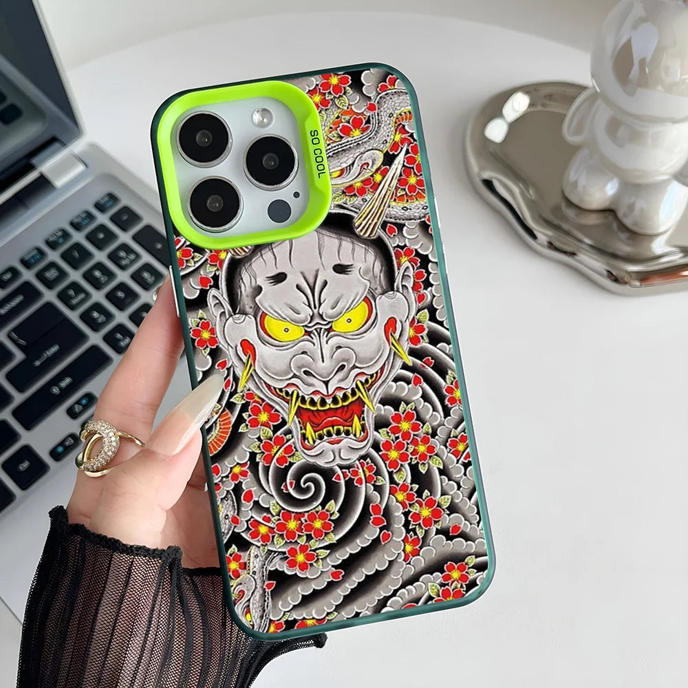 1pc Goro Majimas Hannya Yakuza Phone Case IMD Color Silver Shell For IPhone 16 15 14 13 12 11 Pro Max Plus
