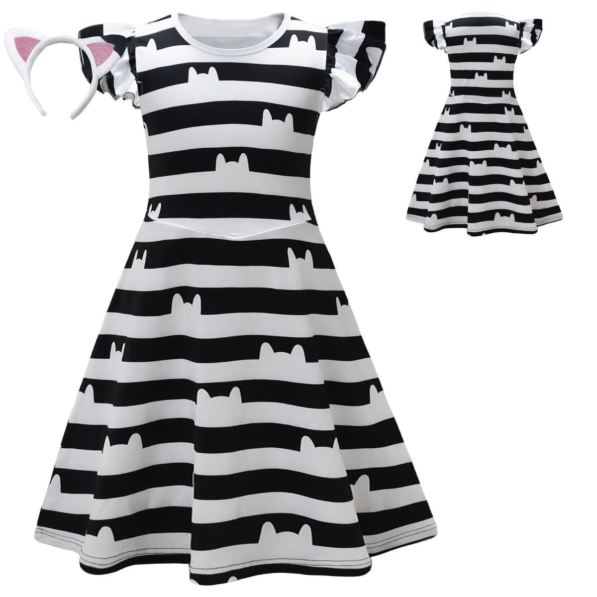 Vestido De Gabby's Dollhouse Clothes Kids Gabbys Cats Cosplay Costume Toddler Girls Carnival Birthday Party Dress with Headband