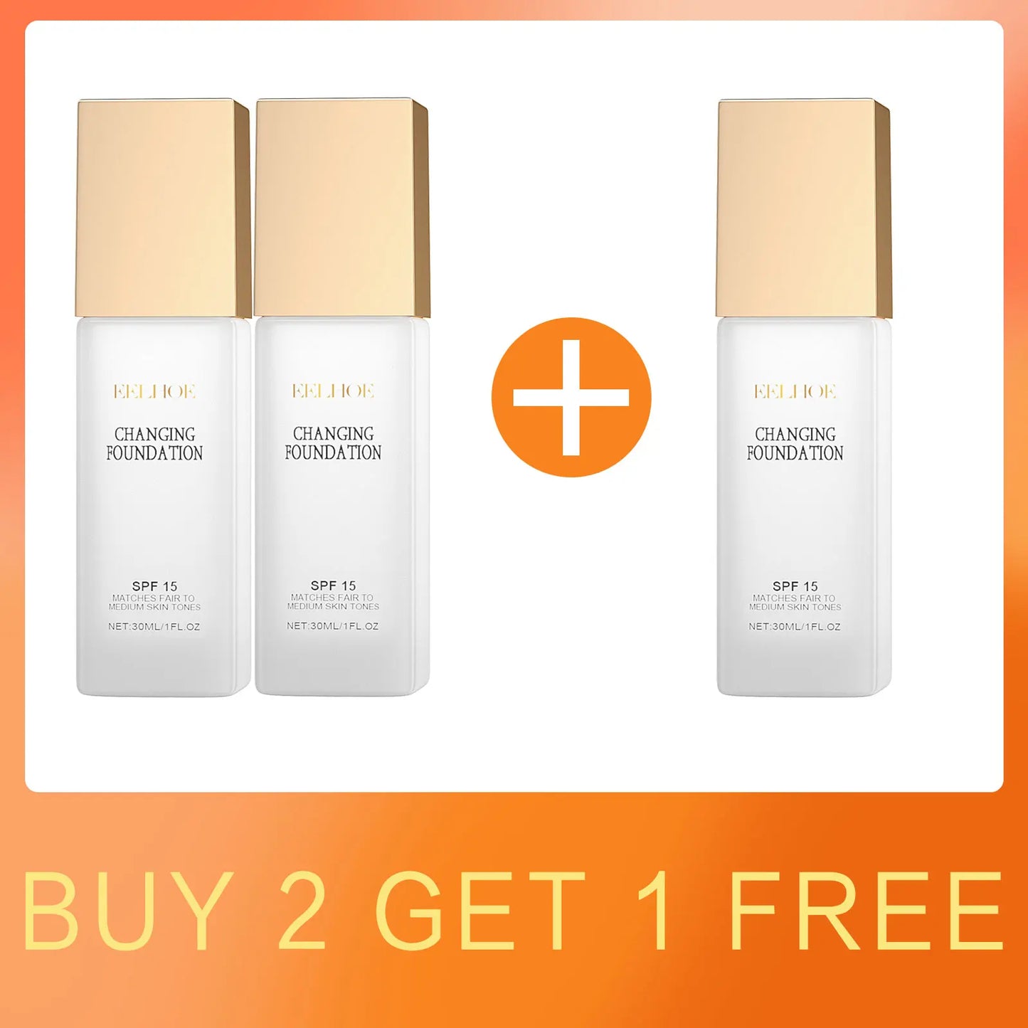 Spf 15 Colour Changing Foundation Full Coverage Waterproof Makeup of the Face Brightening Mature Skin Foundation Cosmetics 30ml