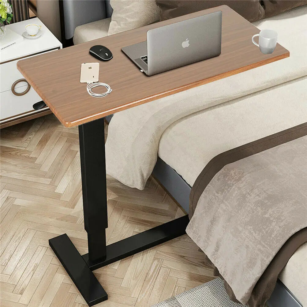 LUVODI Height Adjustable Mobile Over Bed Bedside Laptop Desk with Hidden Wheels Rolling Sofa Side Table
