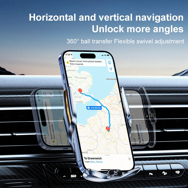 Car Phone Holder Wireless Charger Automatic Intelligent triple sensing magnetic suction charging For Universal All Mobile Phones
