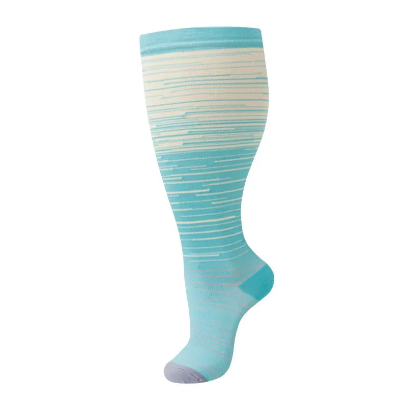 Plus Size Compression Socks for Women Men 20-30 MmHg Wide Calf Extra Large Knee High Flight Sock for Circulation Support 2XL-4XL