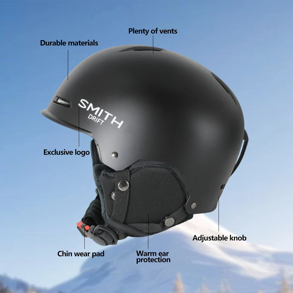 SMITH DRIFT Ski helmet overall molded ABS+PC+EPS high-quality ski helmet, outdoor sports, snowboard and skateboard safety helmet