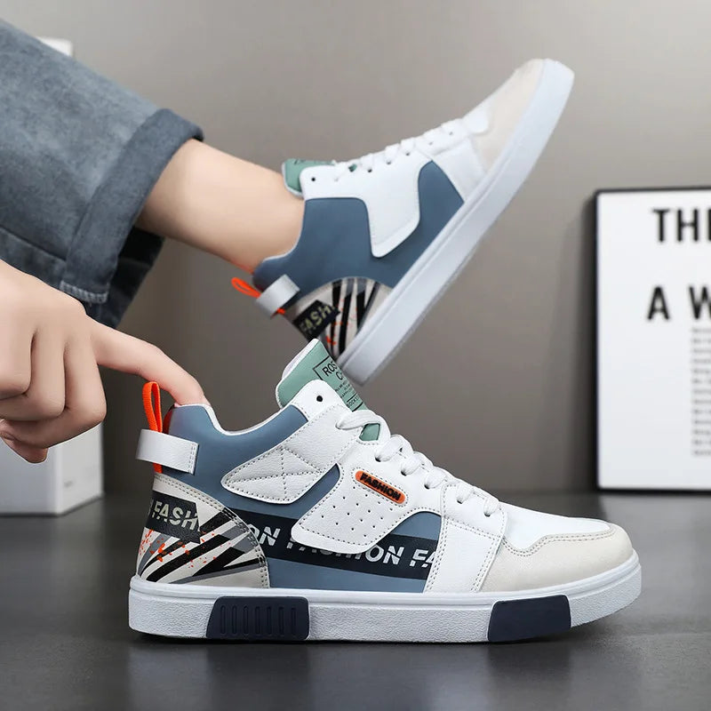 Men's Skateboarding Shoes 46 High Top Casual Sneakers Breathable Street Shoes Black Flats Shoes  Walking Shoes Chaussure Homme