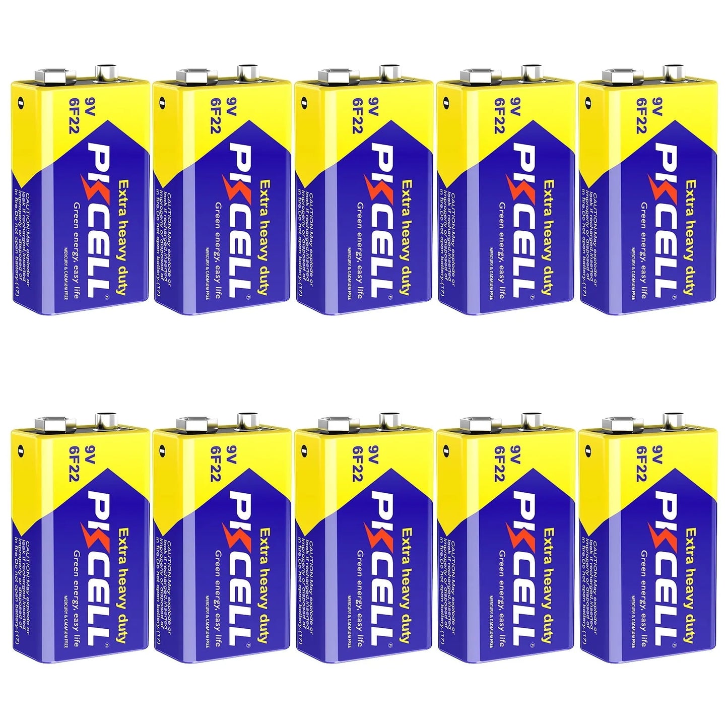 PKCELL 10PC 6F22 Battery PP3 9Volt Carbon Batteria Cell Leak-Proof Smoke Detector Batteries EN22 1604AU 6AM6 Zinc Carbon Battery