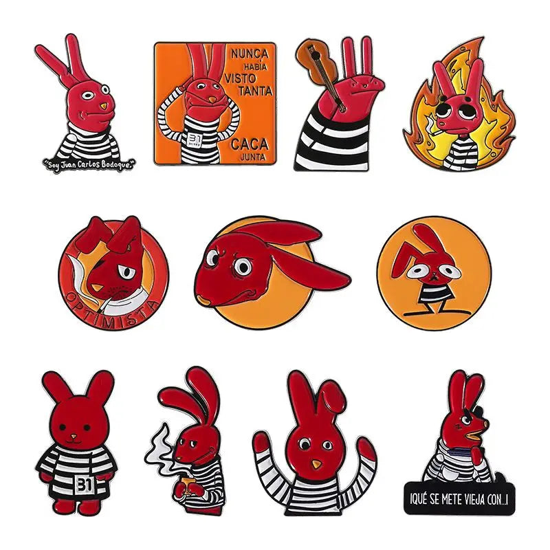 4-20pcs/set Red Eared Rabbit Enamel Pins Anime Characters Turbo Granny Cat Holy Jesus Medical Brooches Lapel Badge Jewelry Gifts