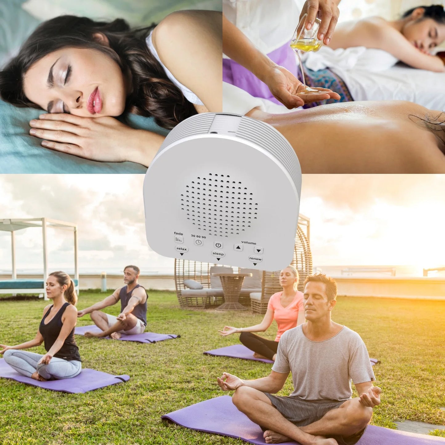 White Noise Sound Machine Portable Baby Sleep Machine Sounds Volume Adjustable Built-in Rechargeable Battery USB