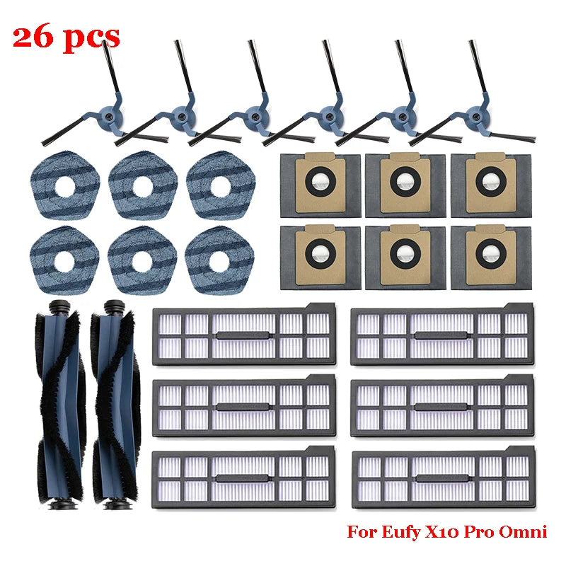 For Eufy X10 Pro Omni Replacement Parts Accessories Roller Side Brush Filter Mop Cloth Rags Pads Dust Bag Vacuum Cleaner Part
