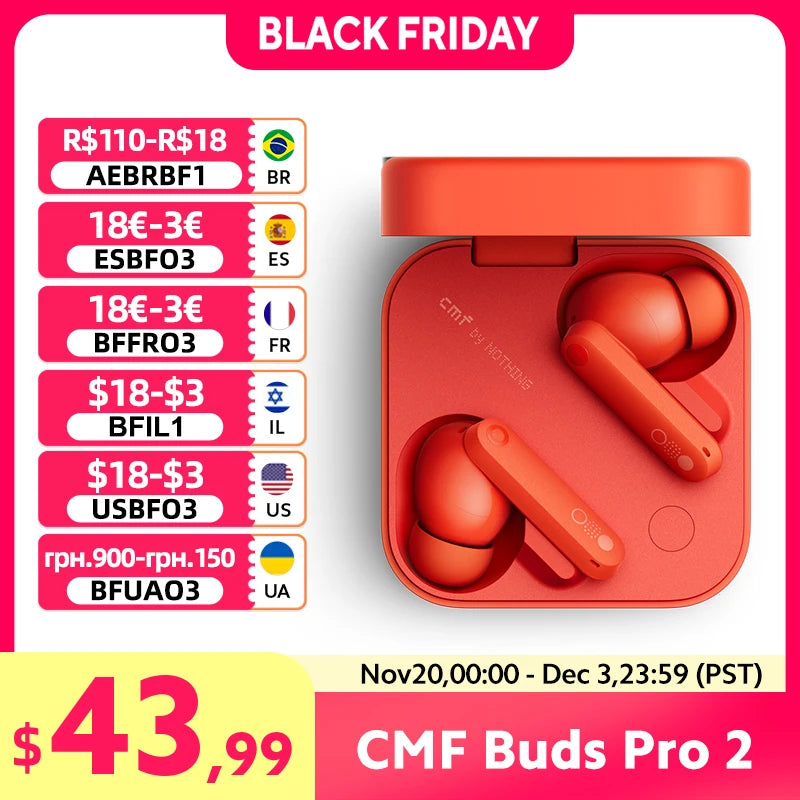 Global Verison Nothing CMF Buds Pro 2 earphone 50 dB Smart Active Noise Cancellation Google Fast Pair Bluetooth 5.3 HiFi sound