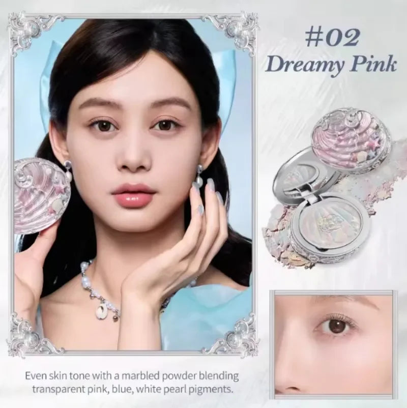 Flowerknows Shell Jewelry Gift Set Makeup Kit Full Professional Glitter Eyeshadow Palette Blush Baked Powder 10pcs Kits