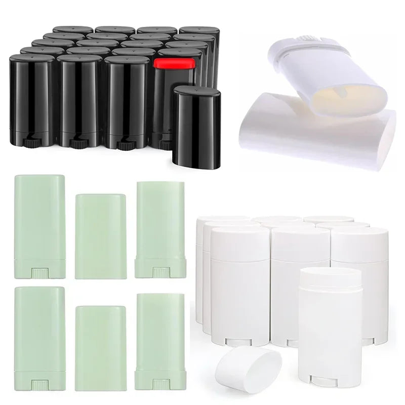 100pcs 15g Plastic Oval Lip Balm Tubes Travel Deodorant Containers Perfume Homemade Solid Lotion Portable Makeup Lipstick Tubes