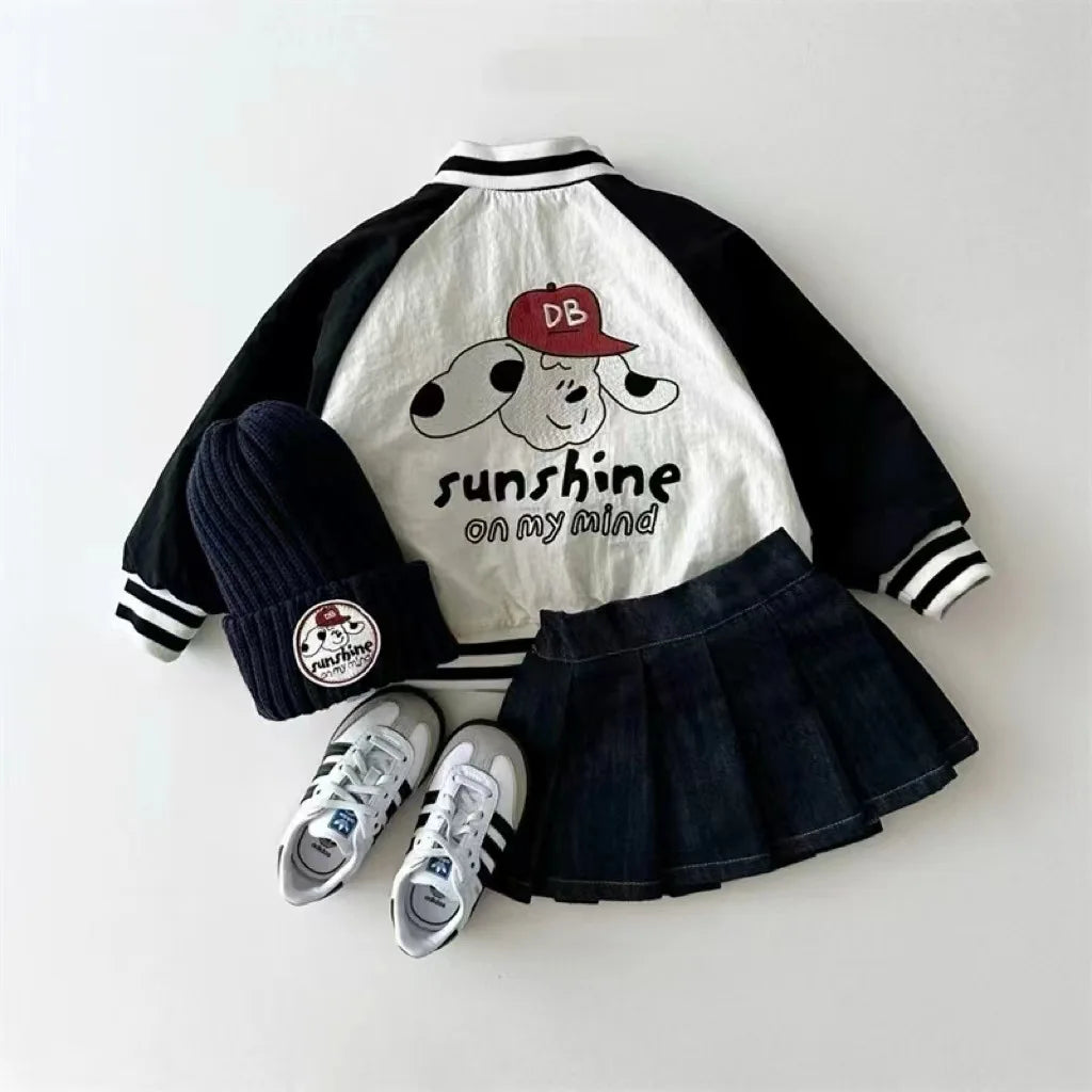 2025 Autumn New Baby Long Sleeve Coat Fashion Kids Boys Baseball Uniform Cotton Girls Casual Reversible Jacket Children Clothes
