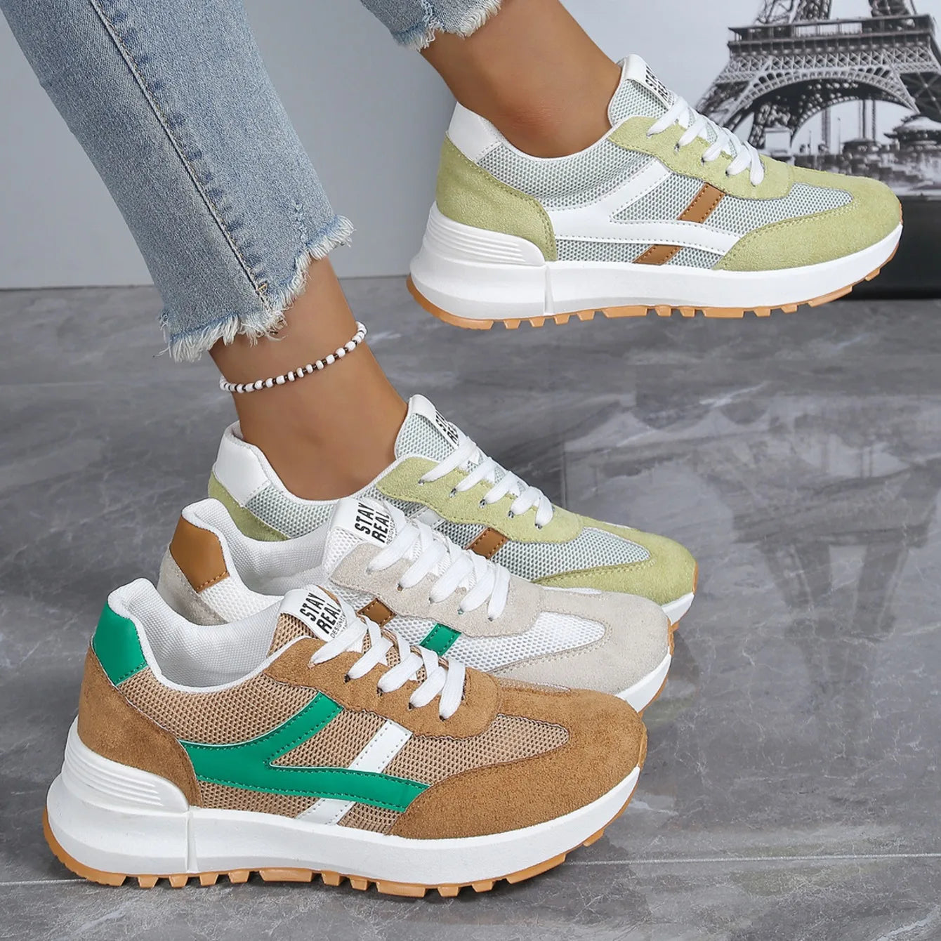 2026 New Women Sneakers Spring Autumn Casual Lace Up Designer Shoes Luxury Platform Loafers Anti Slip Comfort Female Sneakers