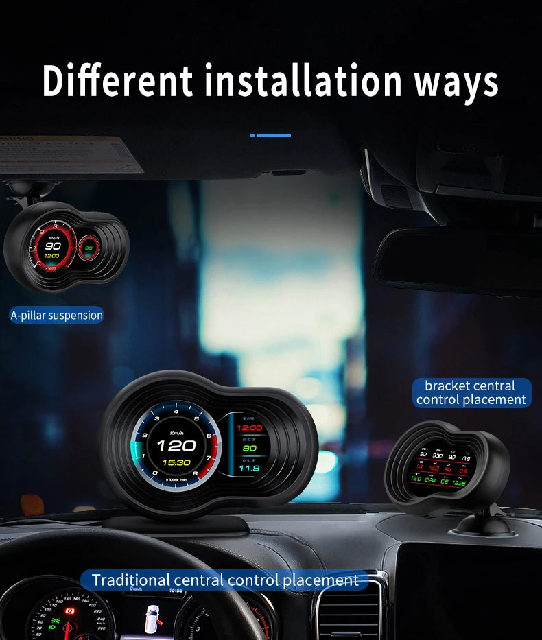 Smart Car HUD OBD2 Head Up Display F9 OBD Car On-board Computer Gauge Auto HUD Digital Odometer Water&Oil temp RPM Auto Meter
