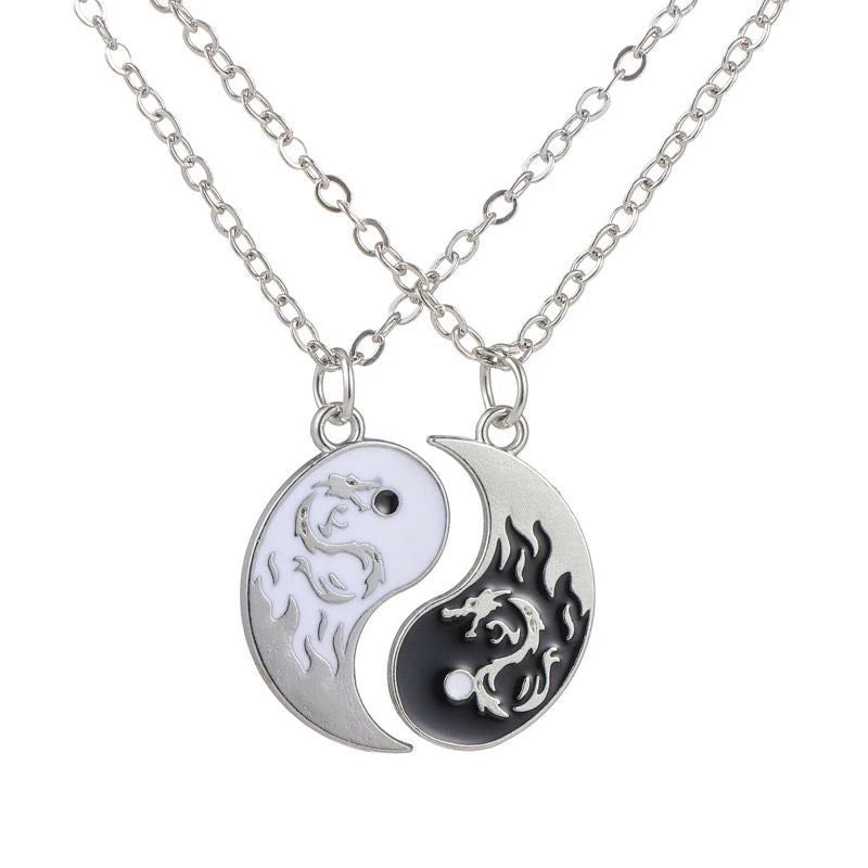 Fashion Dragon Figure Yin Yang Adjustable Bracelet Tai Chi Couple Necklace For Boyfriend Girlfriend Valentine's Day Jewelry Gift