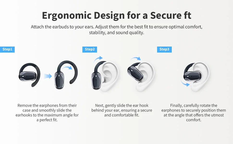 Sansui W65 Air Conduction Bluetooth 5.4 Earphones ENC Noise Canceling Bluetooth Headphone on Ear OWS Wireless Headsets with APP