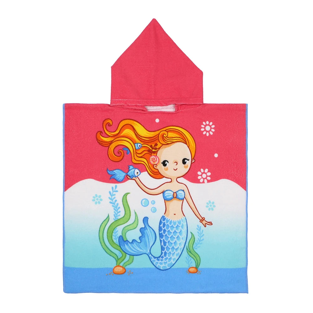Children Bathing Stuff Kids Hooded Cape Towel Boy Shark Bathrobe Baby Dinosaur Bath Towel Girls Unicorn Beach Towel Wrap Blanket