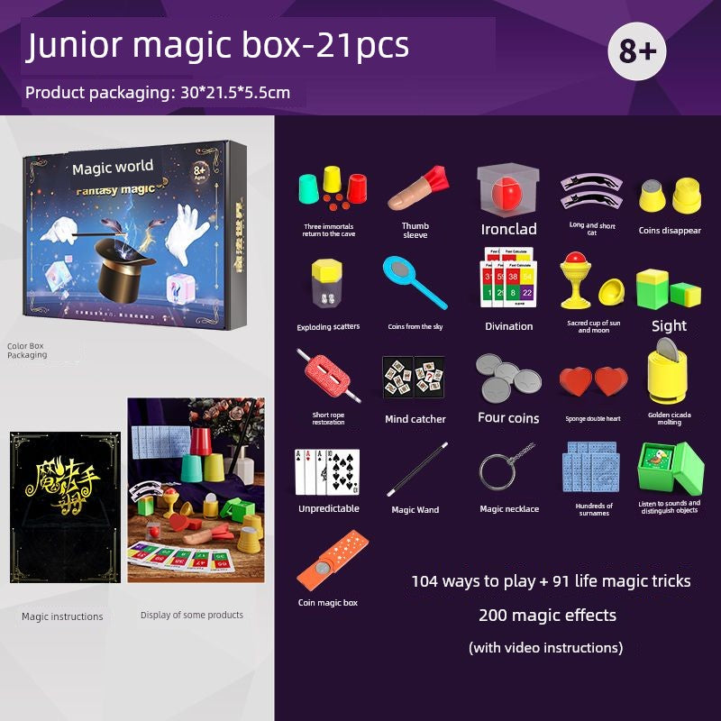 Children's Magic Props Toy Gift Box Close-Up Kindergarten Performance Set Magic Tricks Boy's Birthday Gift Shocking