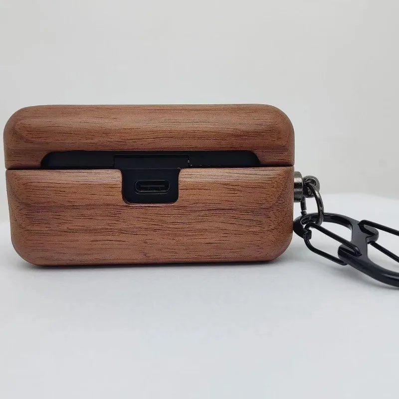 For Panasonic Technics EAH-AZ80 Case Wireless Bluetooth Earphone Protective Case with Pressure Resistant Hard Shell Made of Wood
