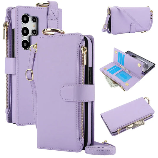 Crossbody Wallet Phone Case For Samsung Galaxy S23 S21 FE S24 S22 Plus S25 Ultra A13 A14 A15 A52 A52S A53 A54 A55 A72 A73 5G