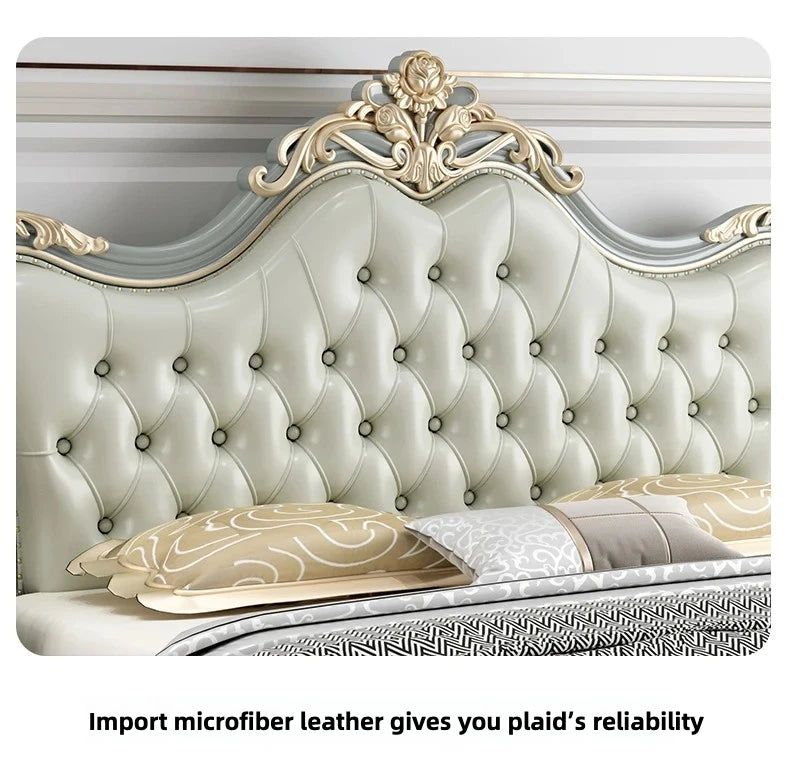 Vintage Modern Bed Multifonction Nordic Unique Queen French Bed Lounge Woode Headboard Camas Matrimonial Bedroom Furniture