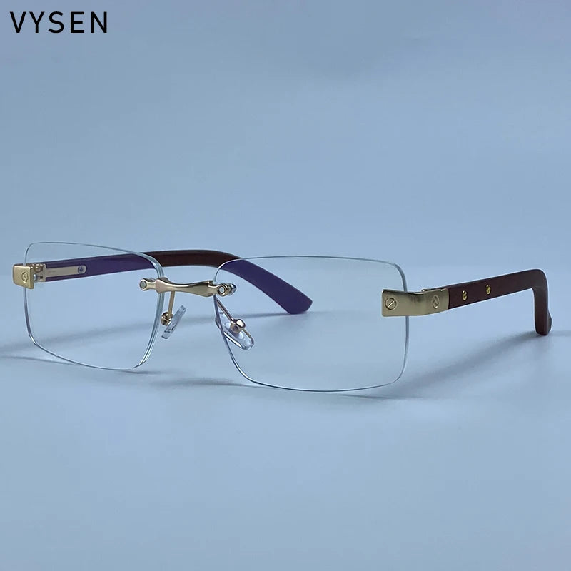 Fashion Rectangle Rimless Sunglasses Men 2026 Luxury Brand Designer Square Small Frame Sun Glasses Male Driving Eyewear Shades