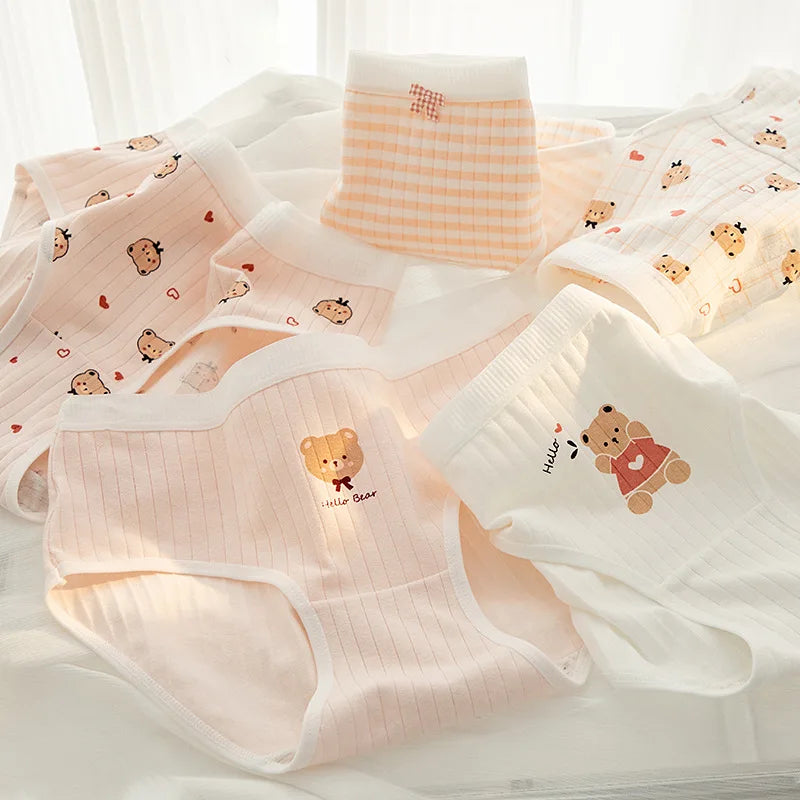 New 5PCS/Set Women's Underwear Cute Bear Cotton Panties Briefs For Girl Ladies Sexy Lingerie Cartoon Female Pantys Underpants
