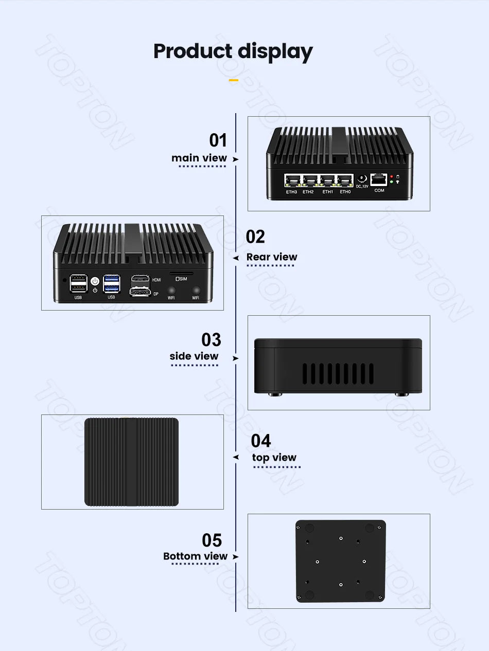 2025 pfSense Firewall Soft Router J6412 N150 N6210 4xIntel i226 2.5G LAN 2xDDR4 NVMe Fanless Mini PC HDMI2.0 DP AES-NI OPNsense