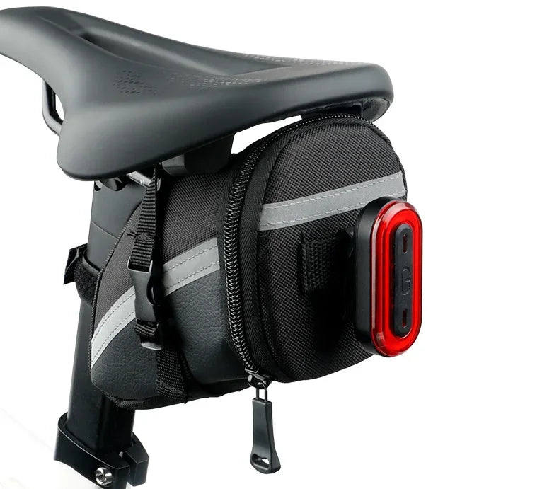 Bicycle Rear Saddle Bag Cycling Accessories Storage Panner Streamlined Tail Bag Pouch for MTB Road Bike W/Loop to Attach Light