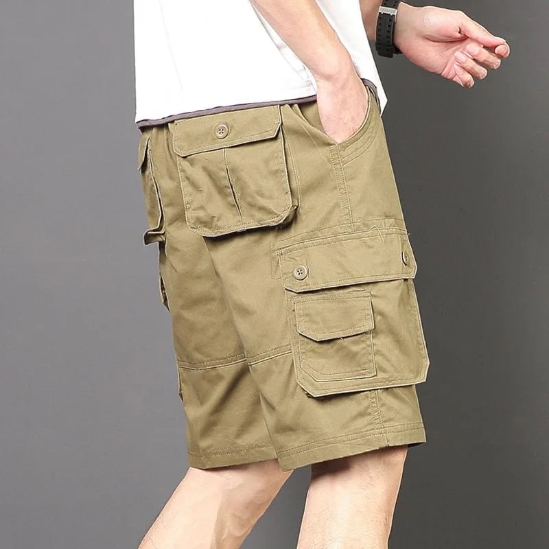 Summer Fashionable Sports Pure Cotton Straight Leg Multi-pocket Cargo Shorts Men's Casual Loose Plus Size High Quality Shorts